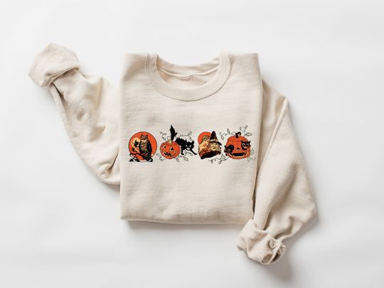 Discover Halloween Black Cat Sweatshirt | Scary Cat Lover Gift