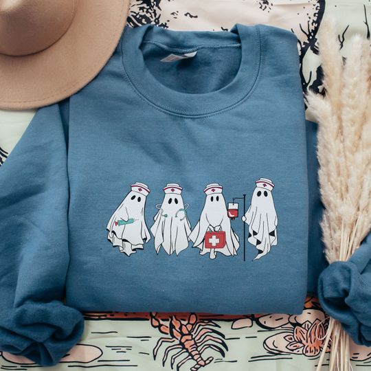 Discover Nurse Halloween Sweatshirt, Cute Spooky Nurse Crewneck, Halloween Doctor Shirt, Spooky Nurses, Fall Sweatshirt For Nursing Students, Autumn