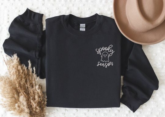 Discover Spooky Season Sweatshirt - Ghost Embroidered Design