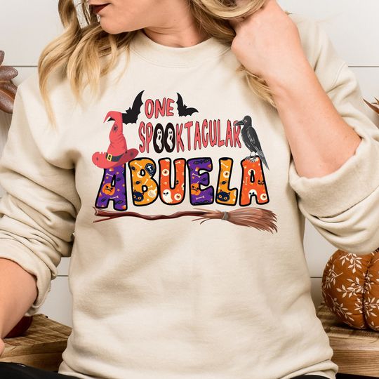 Discover Spooktacular Abuela Sweatshirt Gift for Halloween, Grandma Sweater Gift, Spooky Nona Pullover, Fall Season Sweatshirt for Grandma, Mom Gift