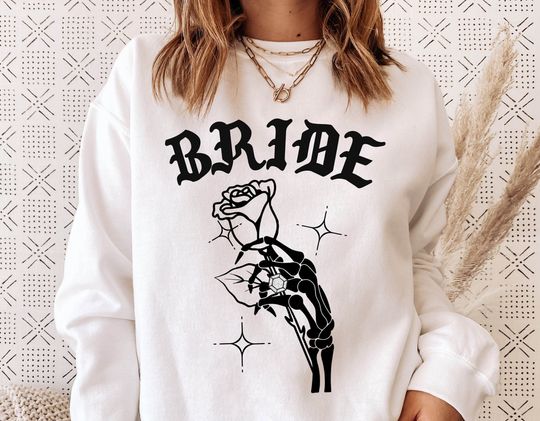 Discover Gothic Bride Sweatshirt with Engaged Skeleton Design