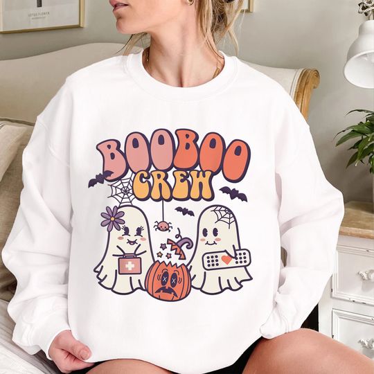 Discover Boo Boo Crew Halloween Nurse Sweatshirt - Fun Ghost Shirt for Medical Staff