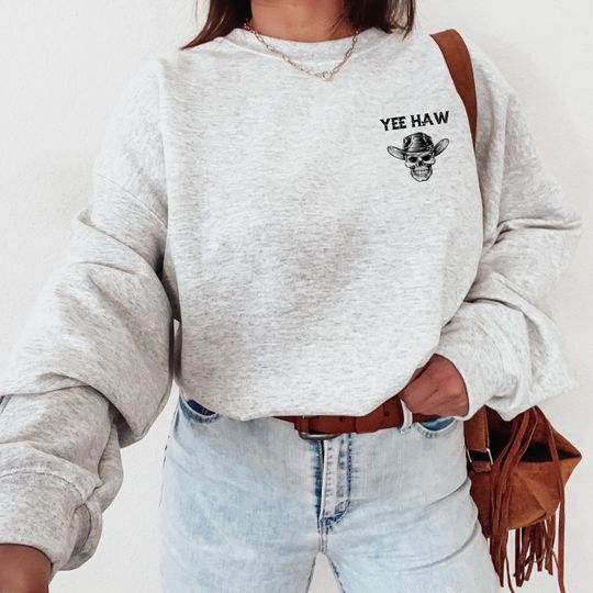 Discover YeeHaw Sweatshirt, Howdy Shirt, Cowboy Skeleton, , Country Music Tee, Western Graphic Tee, Halloween Sweatshirt, Cowgirl Shirt