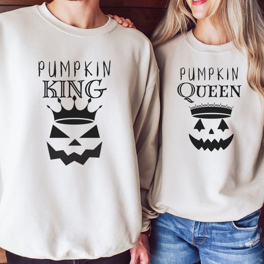 Discover Matching Pumpkin King and Queen Couples Shirt