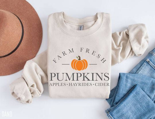 Discover Farm Fresh Pumpkins Sweatshirt | Fall and Halloween Apparel for Women