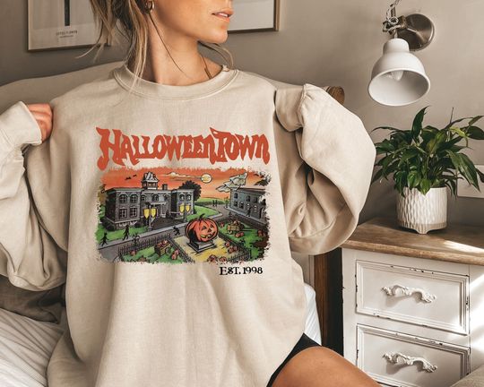 Discover Vintage Halloween Town Est 1998 Sweatshirt | Spooky Season Apparel