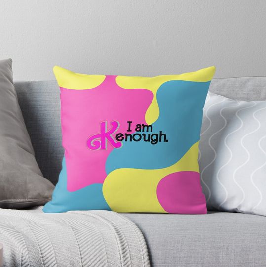 Discover Barbie movie i am kenough colorful Throw Pillow