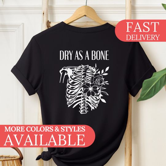 Discover Vintage Dry as a Bone Addiction Recovery Halloween Shirt, Sobriety Shirt, Skeleton Sober Anniversary Gift, Funny Soberversary Tee, AA NA