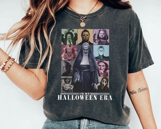 Discover  In My Halloween Era The Nun Shirt, Halloween Tour Party 2023 The Nun Vintage Crewneck ,Horror Movie Killer Hoodie,Halloween