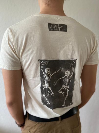 Discover T-shirt skeleton linoleum print