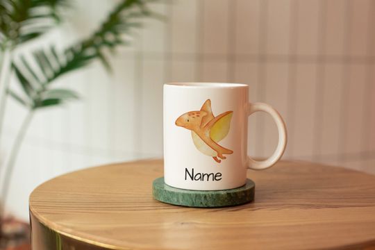 Discover Personalized Dino Mug with Name, Custom Name Mug, Dinosaur Children's Cup