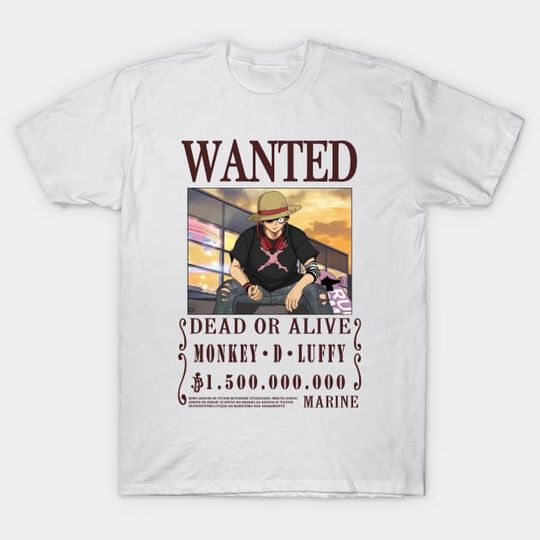 Discover Monkey D Luffy Wanted One Piece Anime T-Shirt