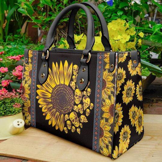 Discover Sunflower Leather Bag,Sunflower Lover Handbag