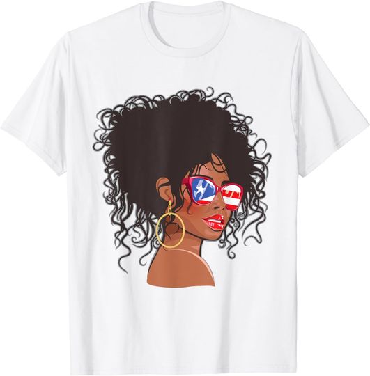 Discover Afro Hair Puerto Rico Shirt Women Black Melanin Queen T-Shirt