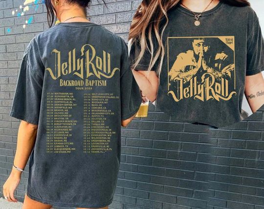 Discover Jelly Roll 2023 Tour Shirt, Jelly Roll Backroad Baptism 2023 Tour T Shirt
