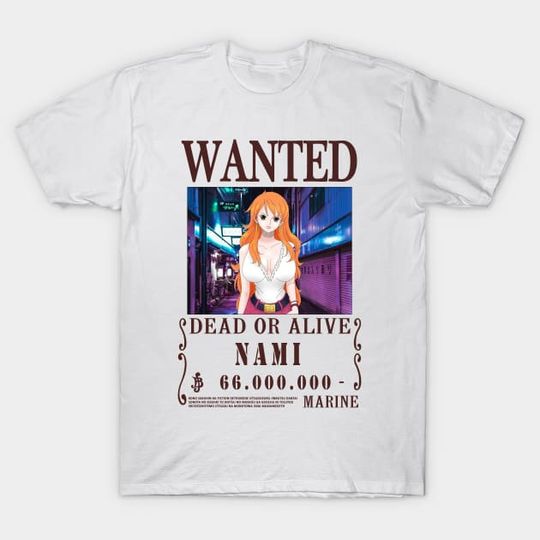 Discover Nami Wanted One Piece Anime T-Shirt
