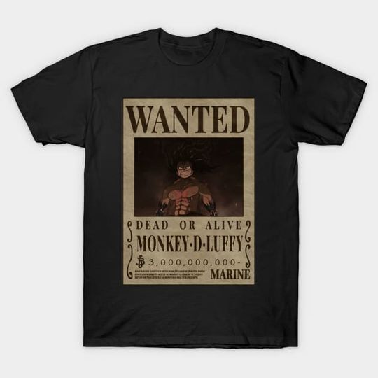 Discover Monkey D Luffy Wanted One Piece Anime T-Shirt