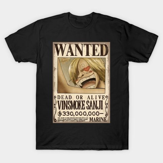 Discover Vismoke Sanji Wanted One Piece Anime T-Shirt