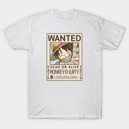 Discover Monkey D Luffy Wanted One Piece Anime T-Shirt