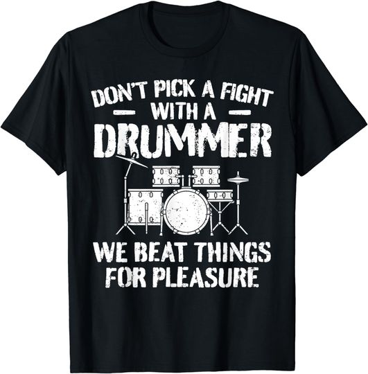 Discover Funny Drummer Drumming Drums Percussionist I Beating Things T-Shirt