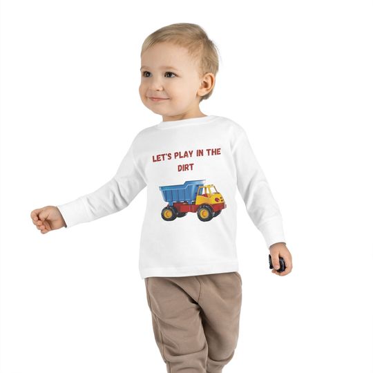 Discover Let's play in the dirt truck Kids Long Sleeve Tshirt