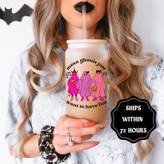 Discover Mean Ghouls Want To Have Fun Frosted 16 oz Glass Cup frosted tumbler