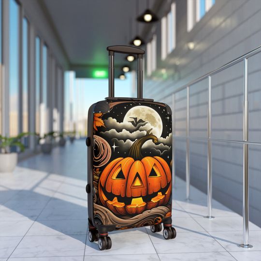 Discover Halloween Pumpkin Cabin Suitcase, luggage, tattoo luggage, carry on luggage