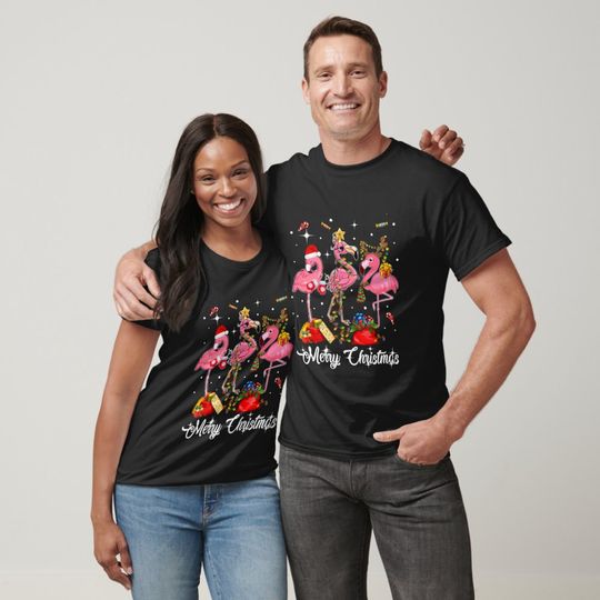 Discover Cute Flamingo Merry Christmas Gift  T-Shirt