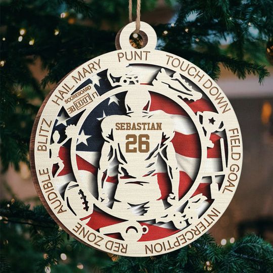 Discover Sport Series American Football - Sports Personalized Custom Ornament - Wood Round Shaped - Christmas Gift For Sport Lovers