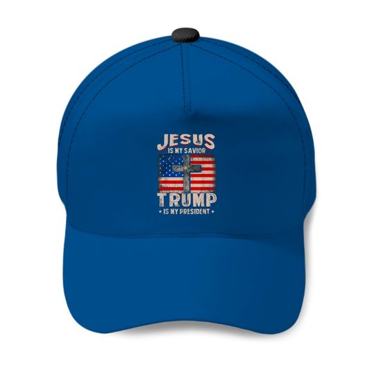 Discover Jesus Is My Savior Trump Is My President Baseball Cap