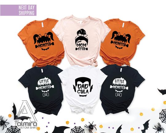 Discover Spooky Family Halloween Shirt,Dadcula Shirt,Momster Shirt,Monster Shirt,Halloween Party Shirt,Halloween Family Shirt