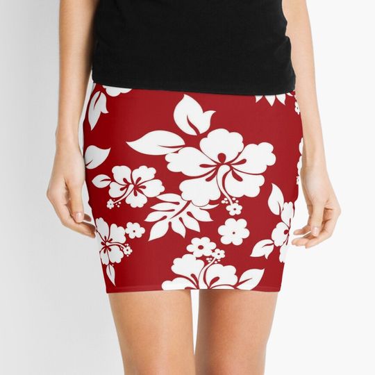 Discover Hawaiian Red Flower Mini Skirt