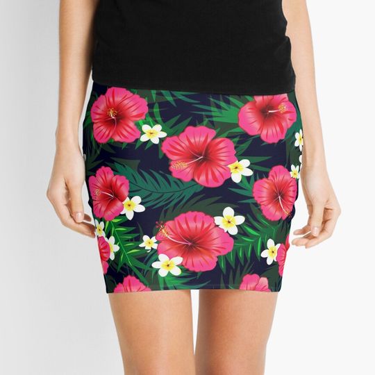 Discover Hot Pink Hibiscus Mini Skirt