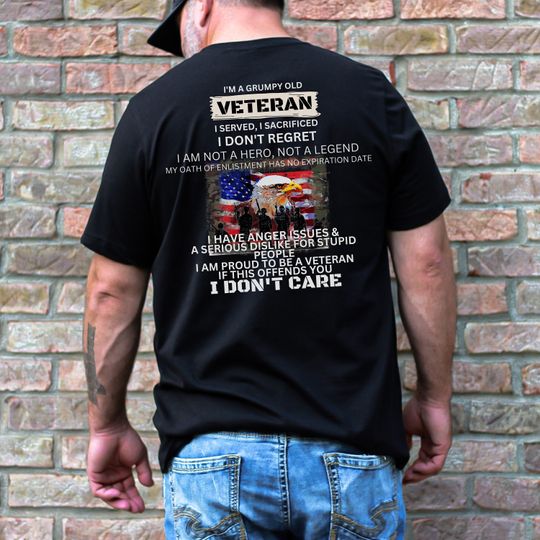 Discover Grumpy Old Veteran T-Shirt, Fathers Day Gift, Military Veteran Shirt