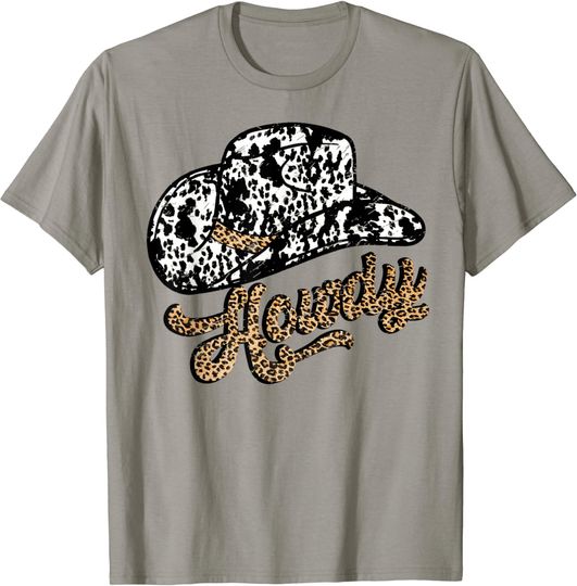 Discover Vintage Leopard Cowboy Hat Howdy Western Country Cowgirls T-Shirt