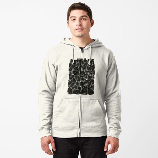 Discover Suspicious Cats Zipped Hoodie