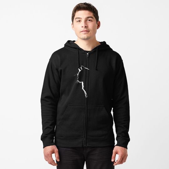 Discover Cat silhouette Zipped Hoodie