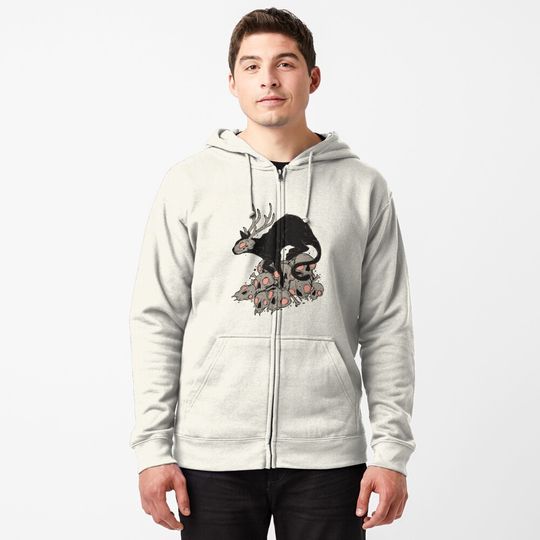 Discover Kitty Demon Skull Zipped Hoodie