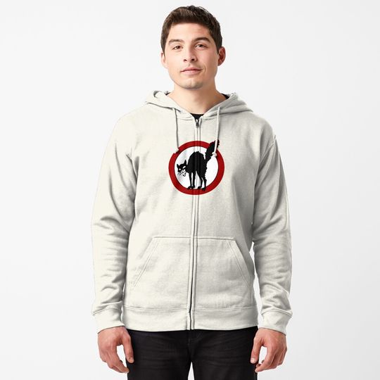 Discover anarchist black cat symbol Zipped Hoodie