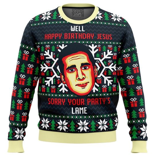 Discover Happy Birthday Jesus Funny The Office Ugly Christmas Sweatshirt