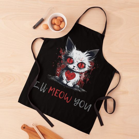 Discover I'll Meow You Horror Kitchen Apron