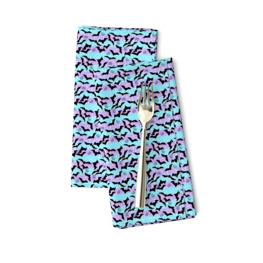 Discover Halloween Stripes Bats Gothic Spooky Black Bats Napkins