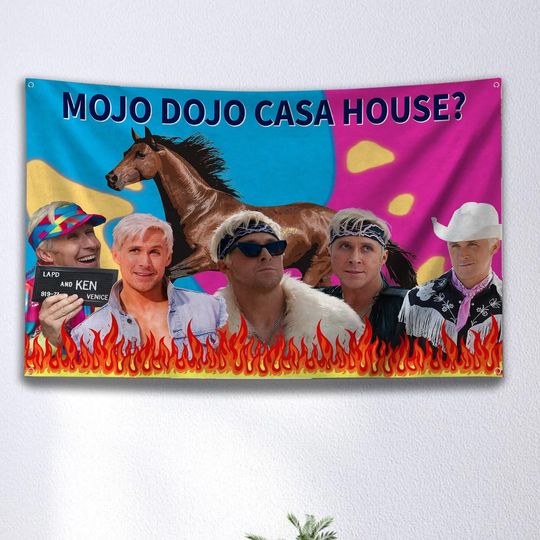 Discover Mojo Dojo Casa House Barbie Tapestry, Funny Party Tapestry Meme Barbie Ken