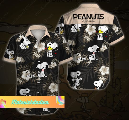 Discover Peanuts Snoopy Hawaiian Button Down Shirt