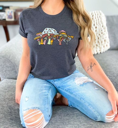 Discover Aesthetic Mushroom Shirt, Magical Mushroom T-Shirt, Hippie Botanical Shirt