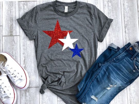 Discover 4th of July womens shirt, Star glitter shirt Glitter, 4th of July shirt