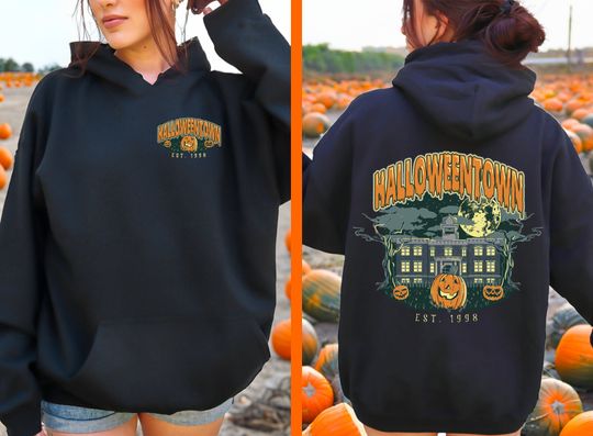 Discover Halloween Town Hooded  Hoodie, Vintage Trendy Halloweentown Fall Hoodie, Halloween  Hoodie