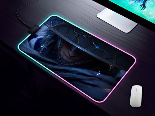 Discover Raiden Video Game Fighting Character Art RGB Desk Mat LED