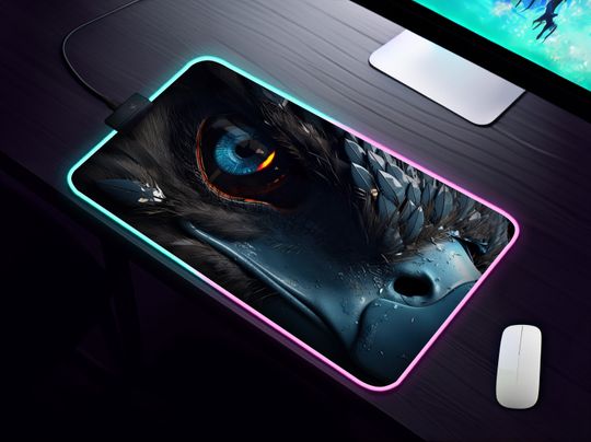 Discover Sharp Vision Eagle Eye Art Design RGB Desk Mat LED