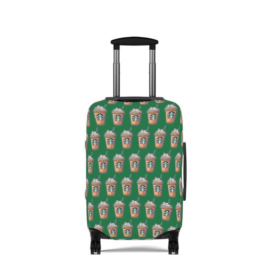 Discover Coffee Green Pink Drink Latte Luggage Cover|Suitcase Cover|Luggage Protector| Travel Luggage Cover